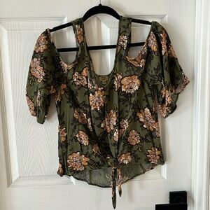 True Craft cold shoulder tie up blouse size Medium.